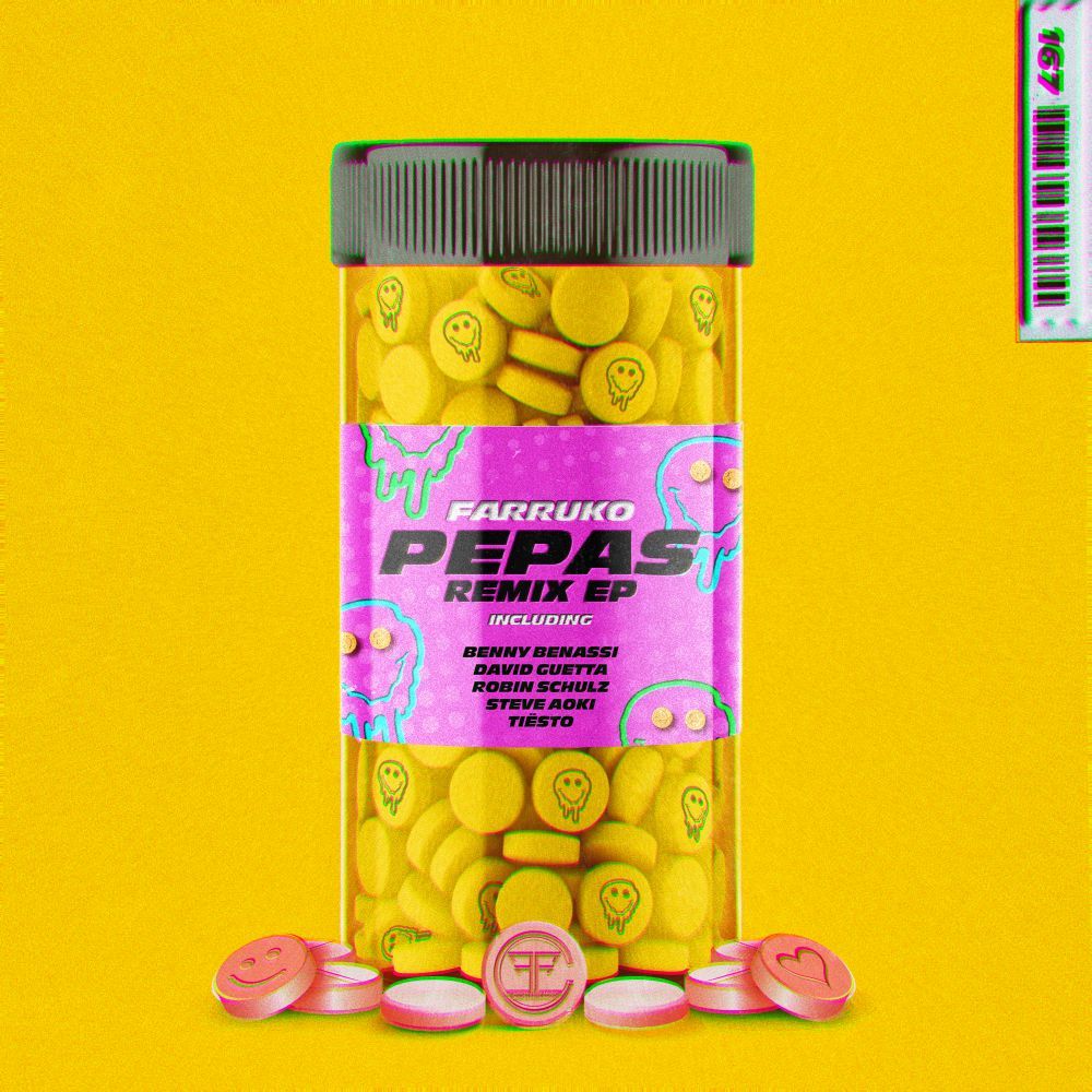 FARRUKO - "PEPAS REMIX EP". Contiene i 5 remix ufficiali della hit mondiale certificata platino in Italia "Pepas", in collaborazione con David Guetta, Tiësto, Steve Aoki, Robin Schulz e Benny Benassi