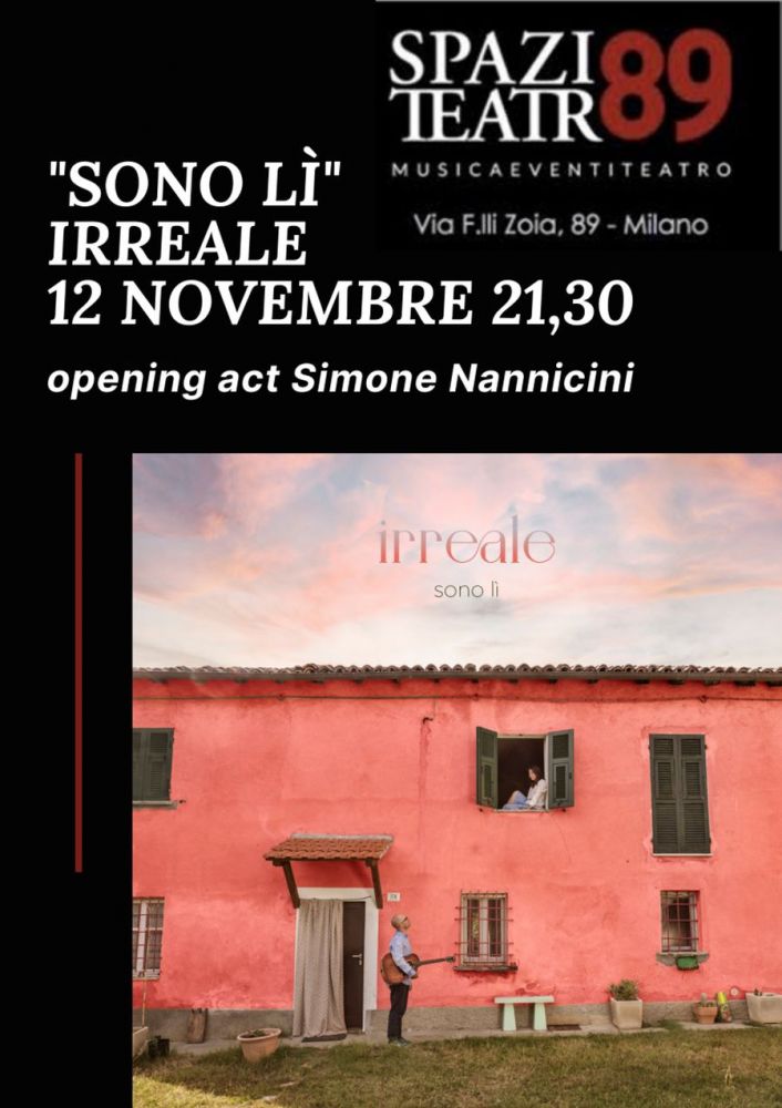 Venerdì 12 novembre la band IrreAle in concerto allo Spazio Teatro 89 - In scaletta i brani di SONO LÌ, l'album d'esordio 