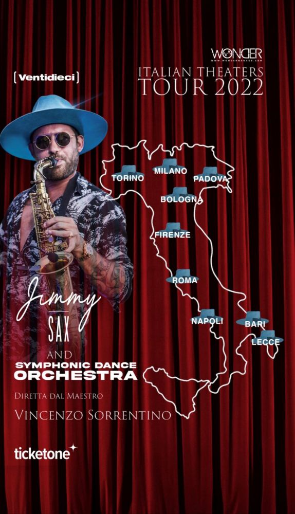 Prosegue il primo tour nei teatri italiani del sassofonista JIMMY SAX con THE SYMPHONIC DANCE ORCHESTRA