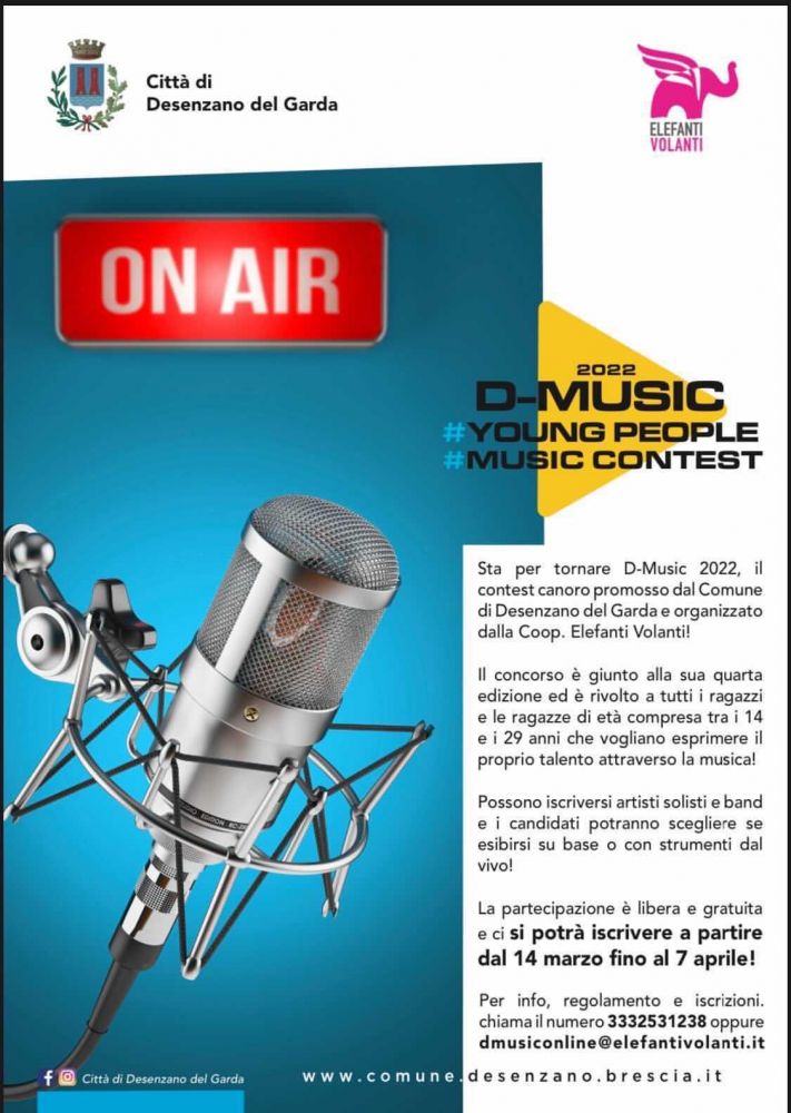 D-MUSIC 2022 - A Desenzano del Garda torna il contest canoro per i giovani under 30