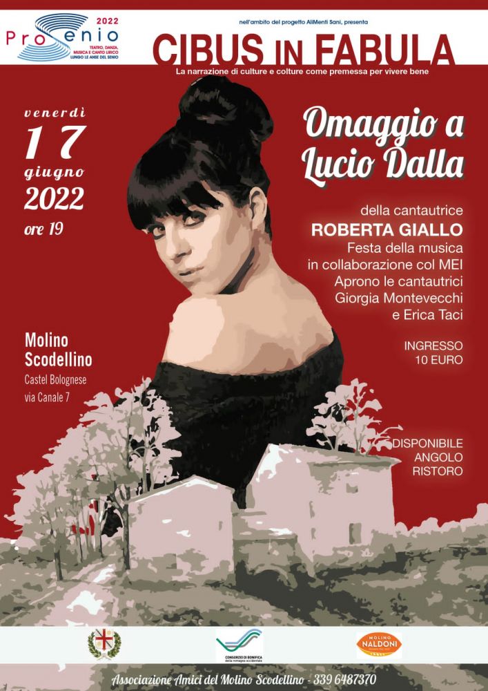 Il 17 giugno a CASTEL BOLOGNESE (RA), come anteprima del MEI – Meeting delle Etichette Indipendenti e in occasione della Festa della Musica, ROBERTA GIALLO porterà sul palco del Molino Scodellino “Omaggio a Lucio Dalla”