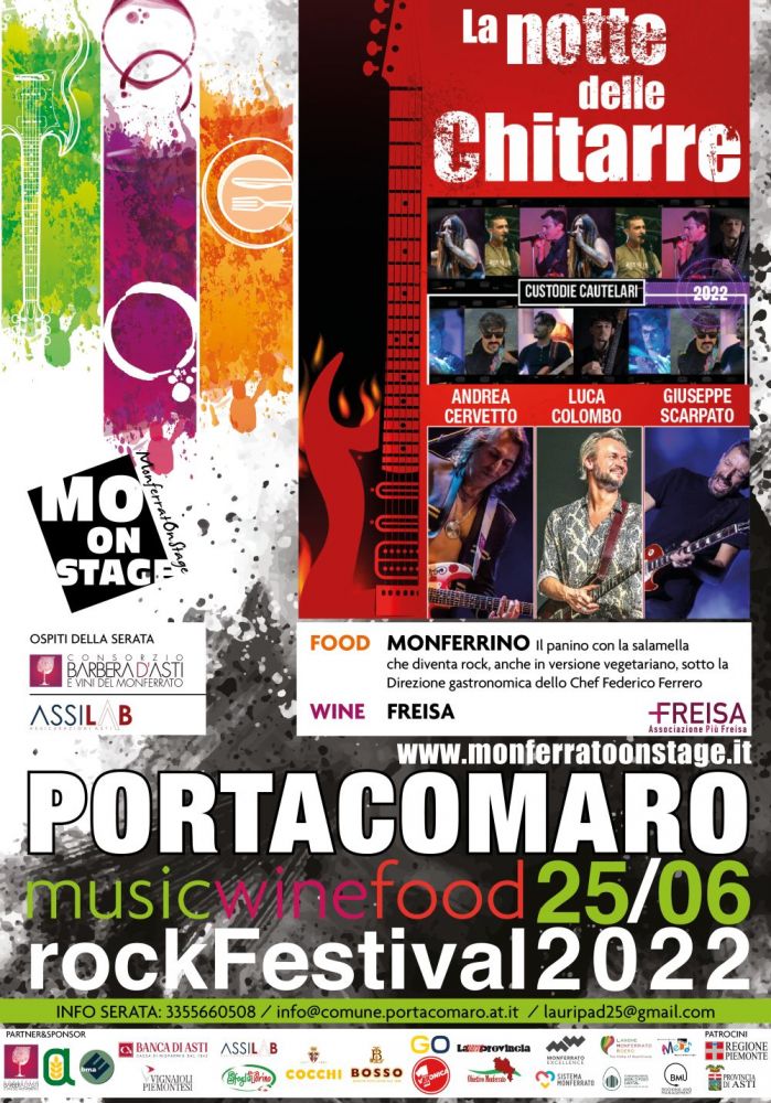 Al via sabato 25 giugno da PORTACOMARO (AT) la 7ª edizione del MONFERRATO ON STAGE, la rassegna itinerante che unisce musica ed enogastronomia per far conoscere sempre più il territorio del Monferrato