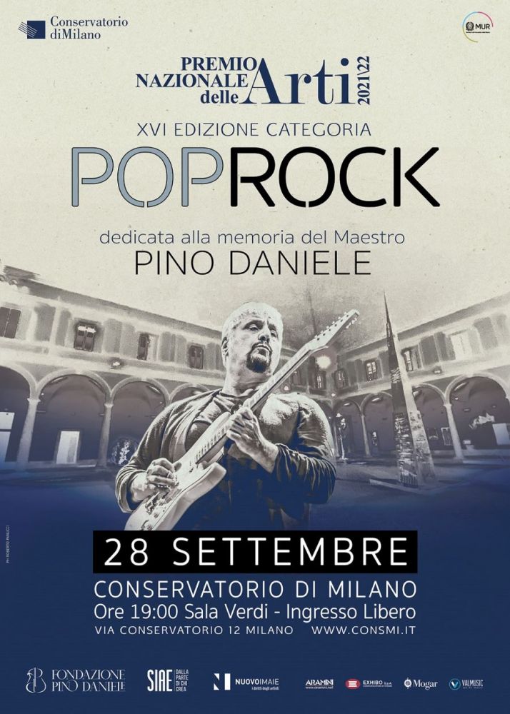 FONDAZIONE PINO DANIELE: prorogate fino al 9 settembre le iscrizioni per la sezione "Musiche Pop e Rock Originali" del Premio Nazionale delle Arti 2022 dedicata a Pino Daniele