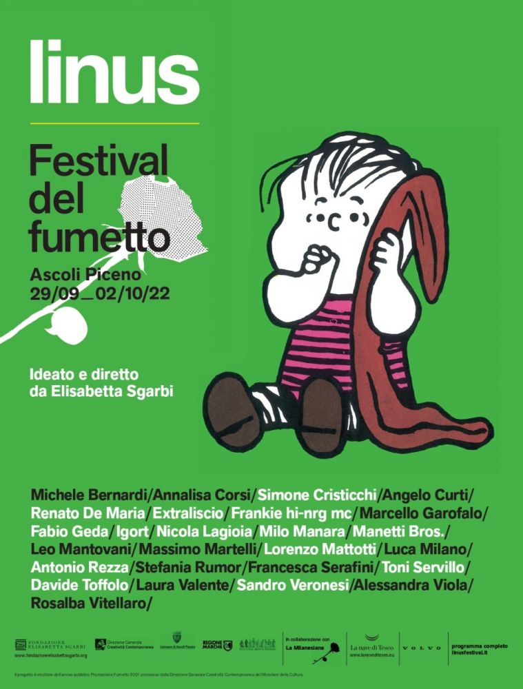 Nasce la prima edizione di LINUS - FESTIVAL DEL FUMETTO, ideato e diretto da ELISABETTA SGARBI, quattro giorni ricchi di appuntamenti con tanti ospiti dal 29 settembre al 2 ottobre ad Ascoli Piceno 