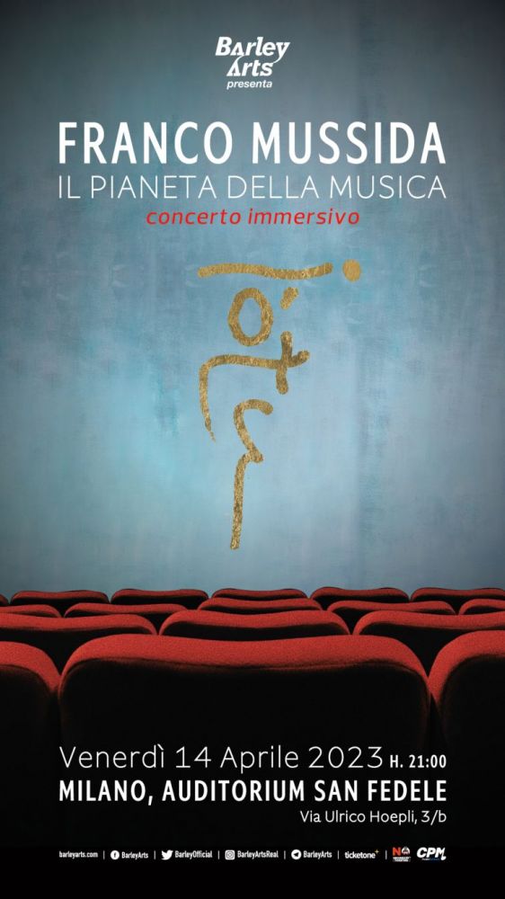 FRANCO MUSSIDA - Il 14 aprile in concerto con "Il Pianeta della Musica - concerto immersivo". Primo live del suo ultimo album in versione ampliata e con sistema Acusmonium e ottofonico 