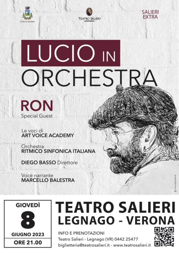 L'8 giugno presso il Teatro Salieri di Legnago (VR) "LUCIO IN ORCHESTRA", primo appuntamento della 1ª edizione del SALIERI EXTRA - Special guest RON