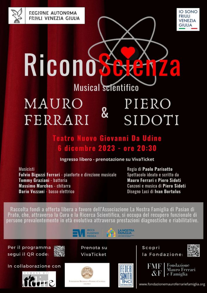 “RICONOSCIENZA”  lo spettacolo che fa dialogare la musica di PIERO SIDOTI e la scienza di MAURO FERRARI 