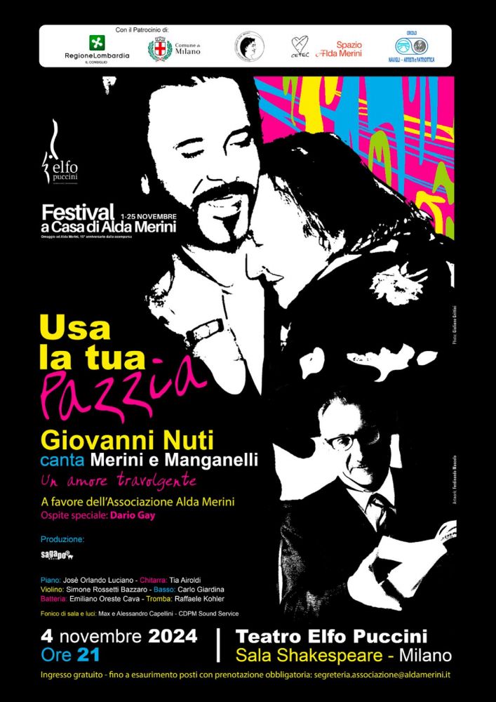 GIOVANNI NUTI a Milano con il concerto USA LA TUA PAZZIA - GIOVANNI NUTI CANTA MERINI E MANGANELLI
